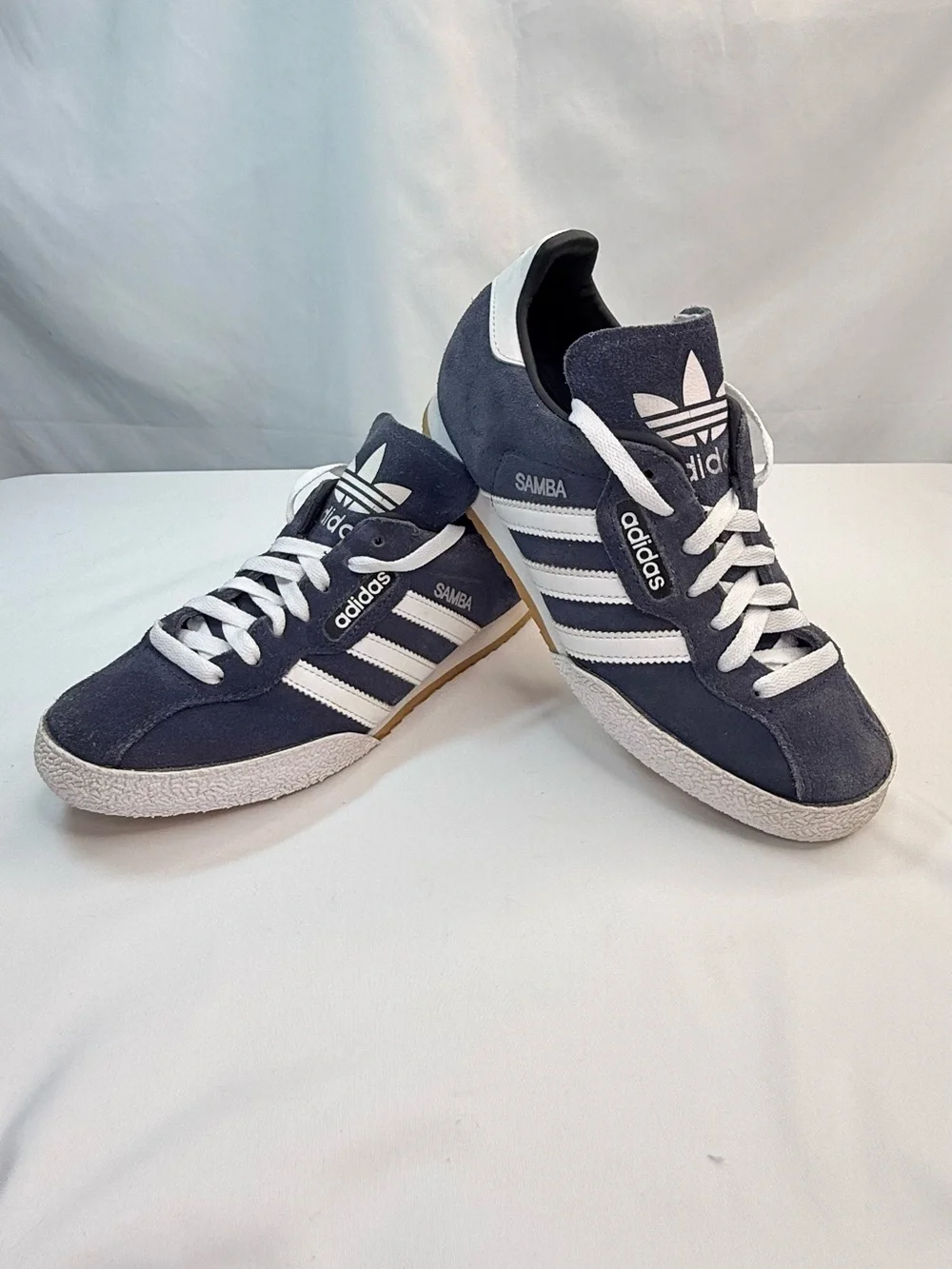 adidas Men’s 5.5 Navy Blue Samba Super Suede Sneakers w/ White Stripes VGUC